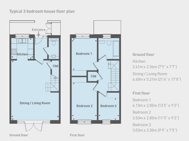 Floor plan 3 bedroom house - artist's impression subject to change
